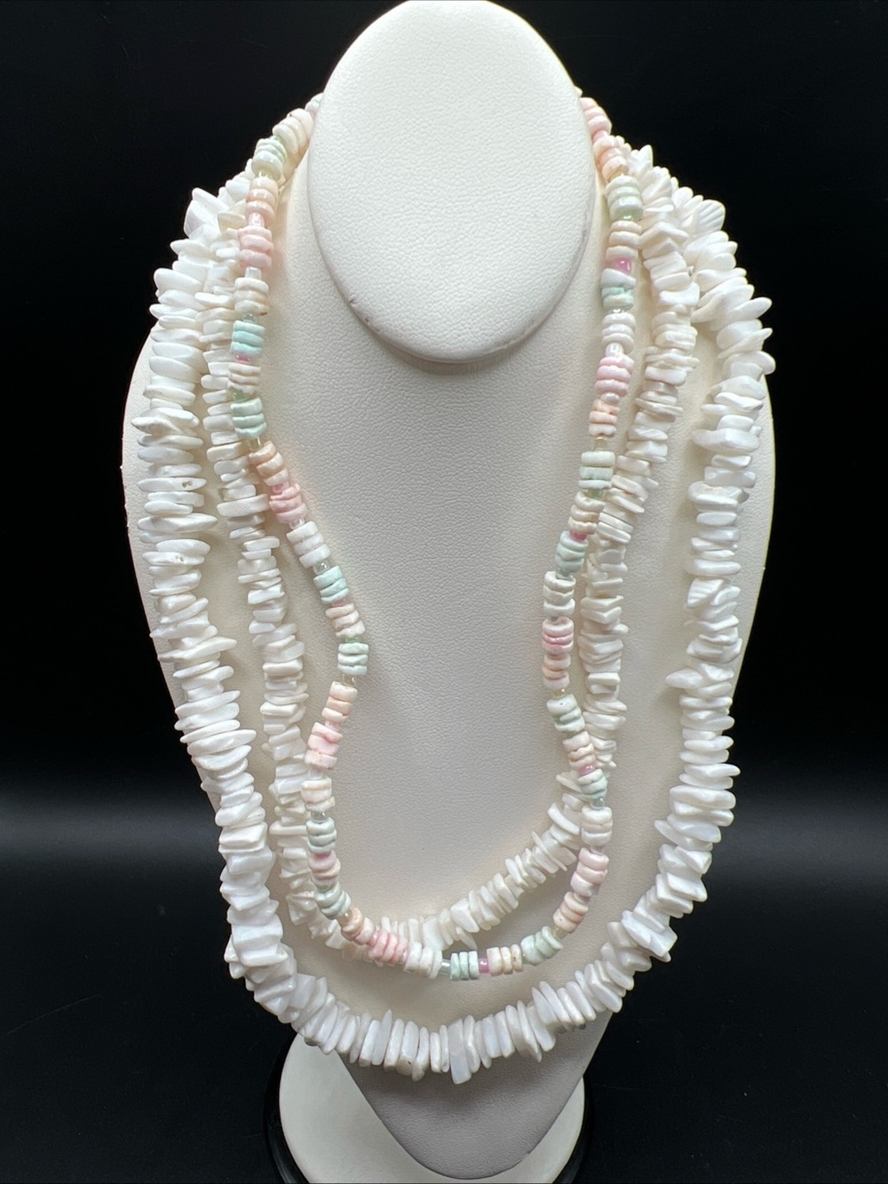 Hawaiian Surfer Beach Jewelry White Pastel Puka Natural Shell Necklace Lot